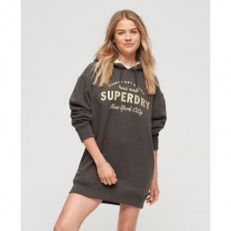 LUXE METALLIC LOGO HOOD DRESS